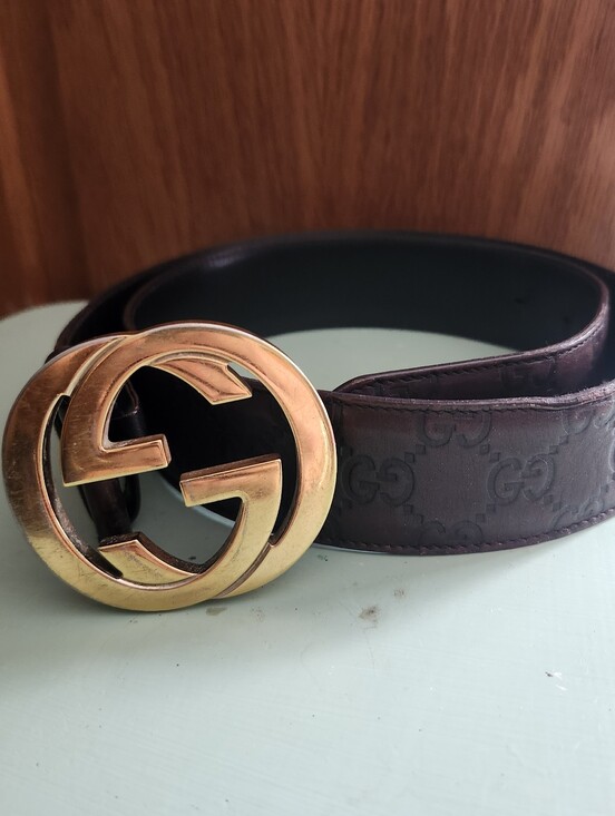 Gucci Guccissima Interlocking G Dark Brown Leather Belt Gold Tone Buckle main image 15